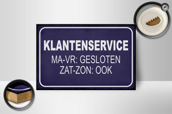 Panneau en bois note 18x12 cm néerlandais Klantenservice MA-VR Gesloten 2