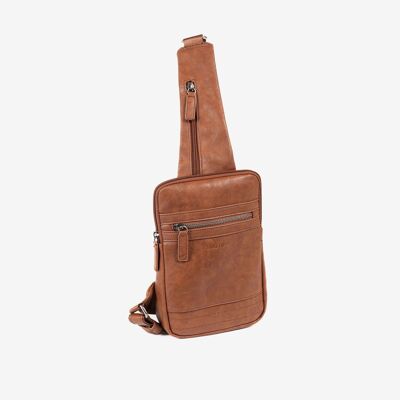 MEN'S CROSSBODY BAG, LEATHER COLOR, YOUTH COLLECTION. 17X25CM