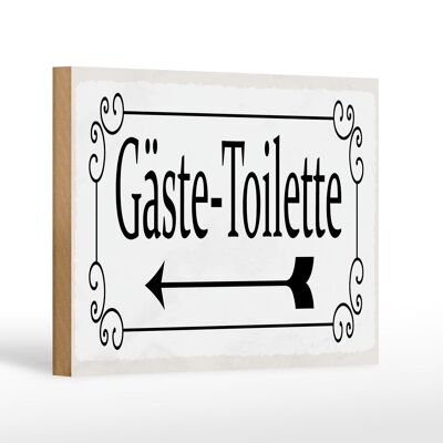 Holzschild Hinweis 18x12 cm Gäste-Toilette links Pfeil Dekoration