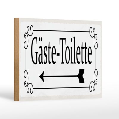 Wooden sign notice 18x12 cm guest toilet left arrow decoration