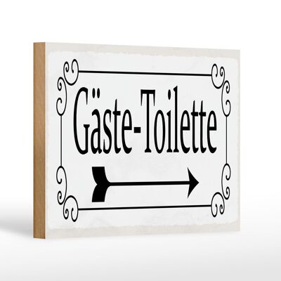 Wooden sign notice 18x12 cm guest toilet right arrow decoration