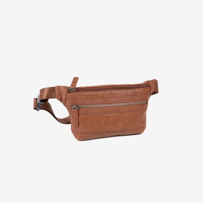 MEN'S WAIST BAG, LEATHER COLOR, YOUTH COLLECTION. 28X15.5CM