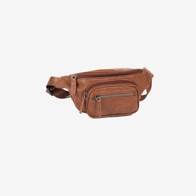 MEN'S WAIST BAG, LEATHER COLOR, YOUTH COLLECTION. 30X13CM