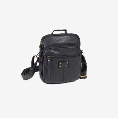 SAC REPORTER POUR HOMME, COULEUR NOIRE, COLLECTION CUIR ANTIQUE