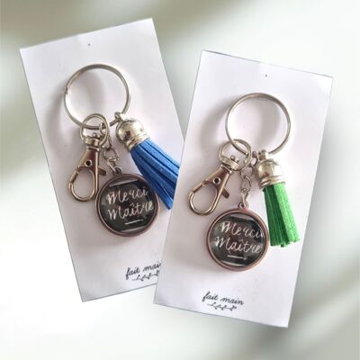 “Thank you master” key ring (Black and white)