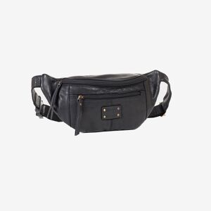 SAC BANANE POUR HOMME, SAC BANDOULIÈRE, COULEUR NOIR, COLLECTION CUIR ANTIQUE