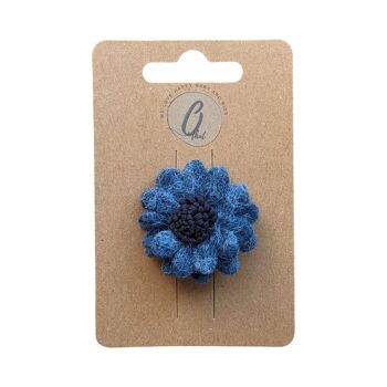 Pince à cheveux bébé feutre fleur bouclé marine OK 3706 1