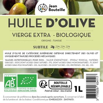 Lot de 120 EcoRecharges 1L - ⚠️ DDM COURTE - Huile d'Olive Vierge Extra - Subtile - Bio - Tunisie 2