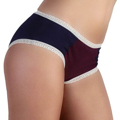 1131-02 | Pantaloni a vita bassa da donna con pizzo - blu scuro