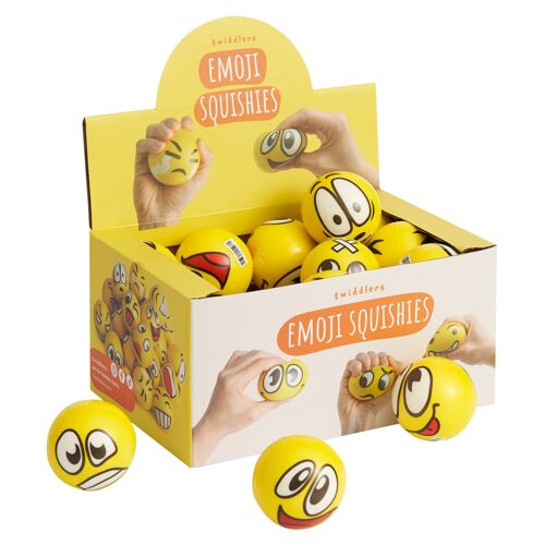 24 Emoji Squeeze Balls, 6cm, Sensory Toy, Party Bag Filler, Stress & Anxiety Relief Fidget Toy
