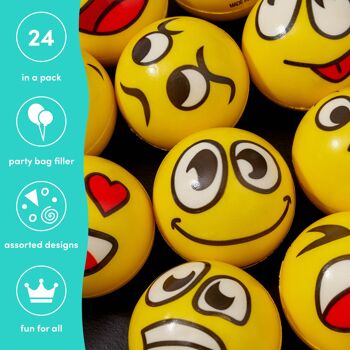 24 boules à presser Emoji, 6 cm, jouet sensoriel, remplissage de sac de fête, jouet anti-stress et anti-anxiété 7