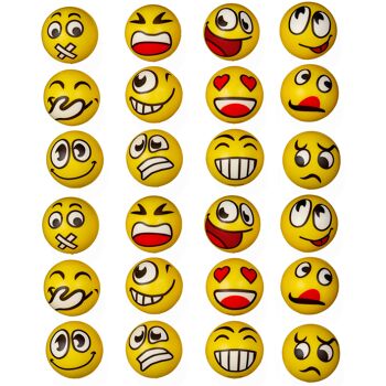 24 boules à presser Emoji, 6 cm, jouet sensoriel, remplissage de sac de fête, jouet anti-stress et anti-anxiété 8