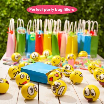 24 boules à presser Emoji, 6 cm, jouet sensoriel, remplissage de sac de fête, jouet anti-stress et anti-anxiété 9