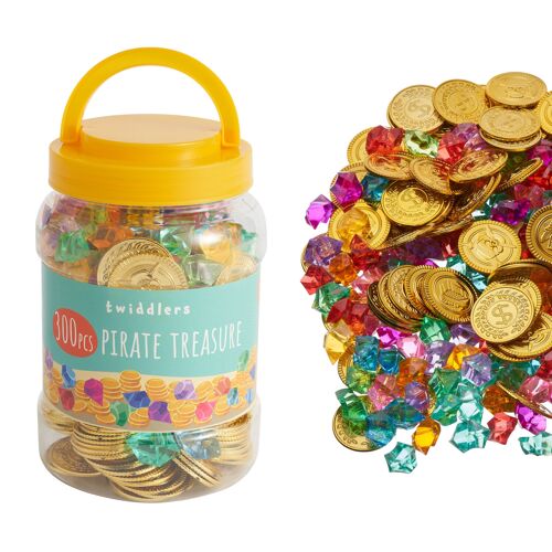 Tub of Pirate Treasure, 150 Gold Coins & 150 Gems, Party Favor