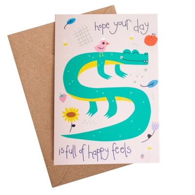 crocodile happy feels BIRTHDAY CARD-A6