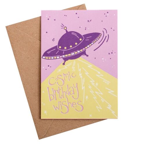 Ufo kids birthday card -a6
