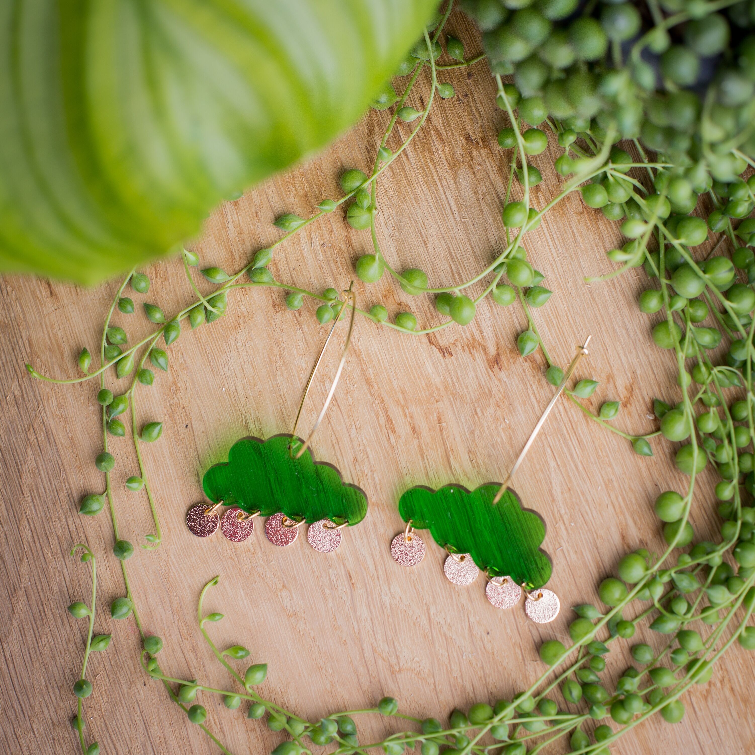 Créoles AO - Vert bouteille translucide