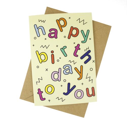 happy birthday typographic card-A6