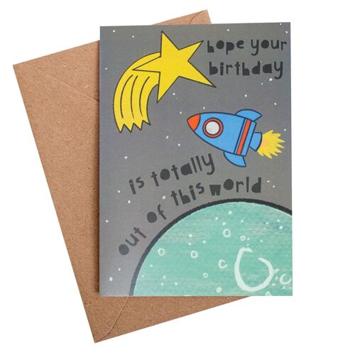 space rocket birthday card-A6