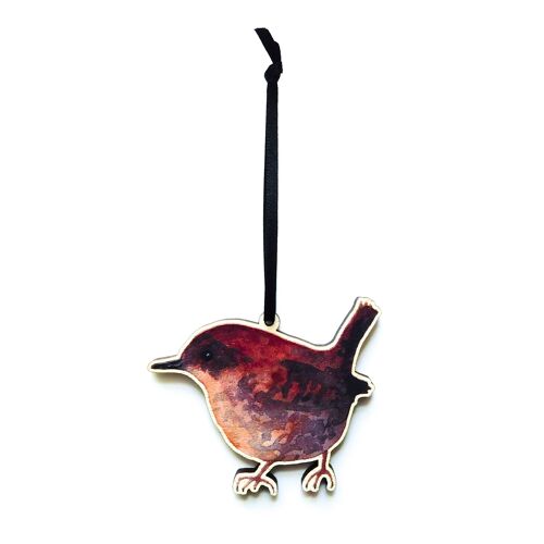 Wren Wooden Hanging Decoration