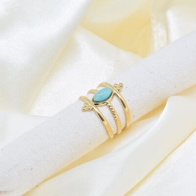 Amazonite Stainless Steel Ring - BG310103OR-BL