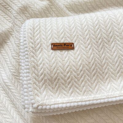 A Pack of Two  100% Organic Cotton Baby Pom Pom Pique Blanket