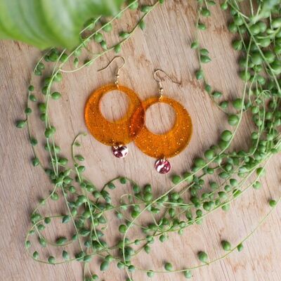 Boucles d'oreilles - JAO - Orange pailleté translucide