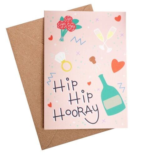 hip hip hooray wedding card -A6
