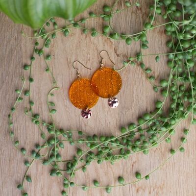 Boucles d'oreilles - ARO - orange pailleté translucide