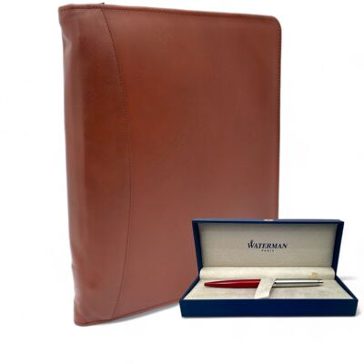 Learn Stockholm Writing folder - Document folder A4 - Conference folder A4 - Red brown - leather