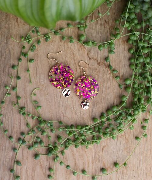 Boucles d'oreilles - ARO - confettis - rose