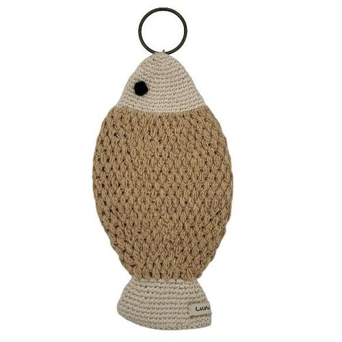sustainable wall decoration large fish - sand - organic cotton - hand crochet in Nepal