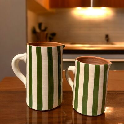 White Carafes with Green Stripes