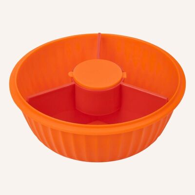 Poke Love Bowl - 3 sections - removable divider - separate dip cup - Tangerine Orange