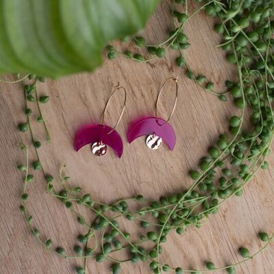 Hoop earrings - SULI - translucent fuchsia