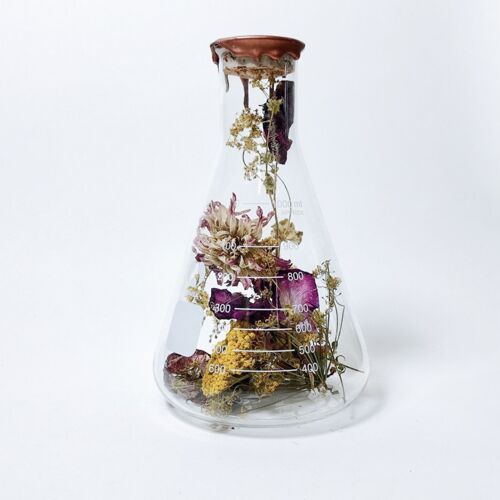 Dried Flower Decoration in Glass 1000 ml copper wax