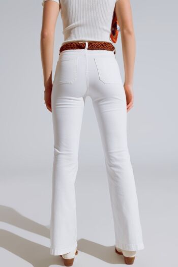 Jean évasé skinny blanc avec poche avant 4