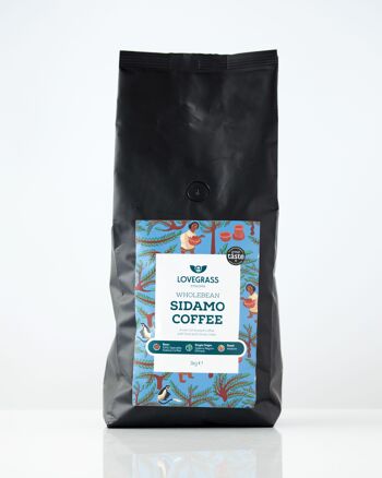 Origine unique, grade 1, grains de café Sidamo torréfiés 1 kg 1