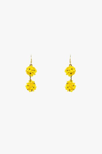 Boucles d'oreilles à fleurs tombantes avec marguerites jaunes