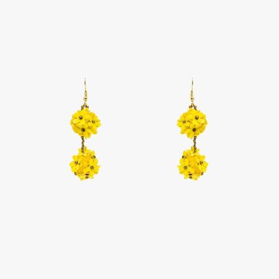 Boucles d'oreilles à fleurs tombantes avec marguerites jaunes