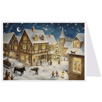 Postkarten-Adventskalender "Weihnachtsabend im Dorf"