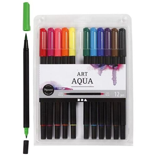 Feutres aquarelle double pointe - Art Aqua - 12 pcs