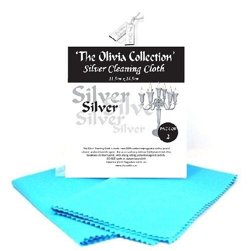 The Olivia Collection Silver Jewellery Anti Tarnish Polishing Cloth X 2 - Standard 115mm x 165mm