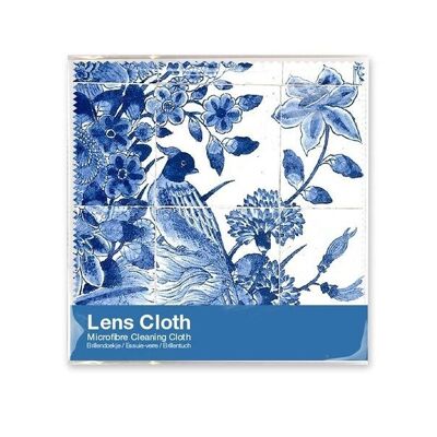Chiffon pour lentilles, 15 x 15 cm, bleu de Delft, Oiseaux