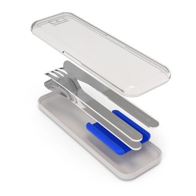 MB Slim Box - Azul - Juego de 3 cubiertos para cuchillos Trio