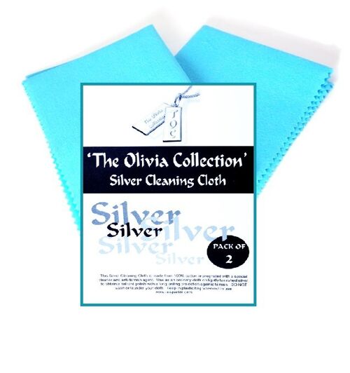 The Olivia Collection Silver Jewellery Cleaning & Polishing Cloths x 2, 22 cm x 31.5 cm SC04