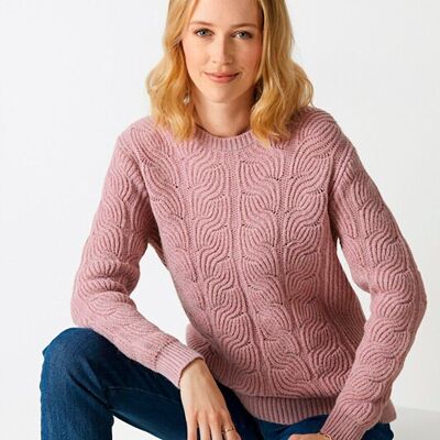 Round neck fancy knit sweater