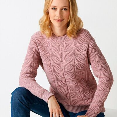 Pull col rond maille fantaisie