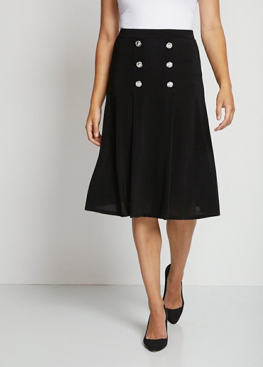 Gonna svasata di media lunghezza in maglia liscia con ponte