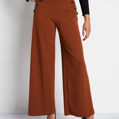 Plain wide pants with elasticated waist at the back